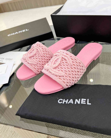 Chanel Chunky Woven Texture Beach Slipper