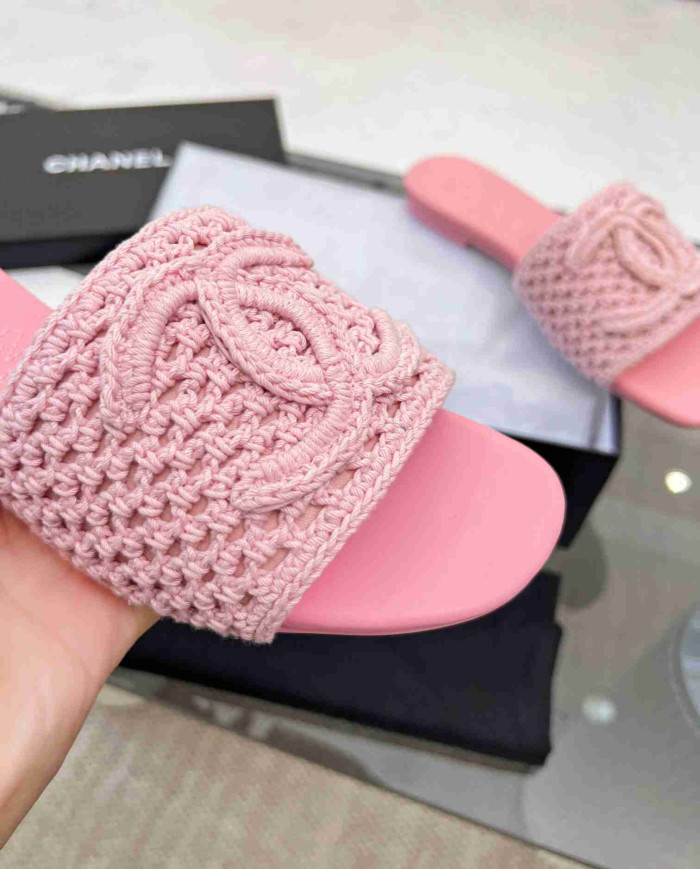 Chanel Chunky Woven Texture Beach Slipper