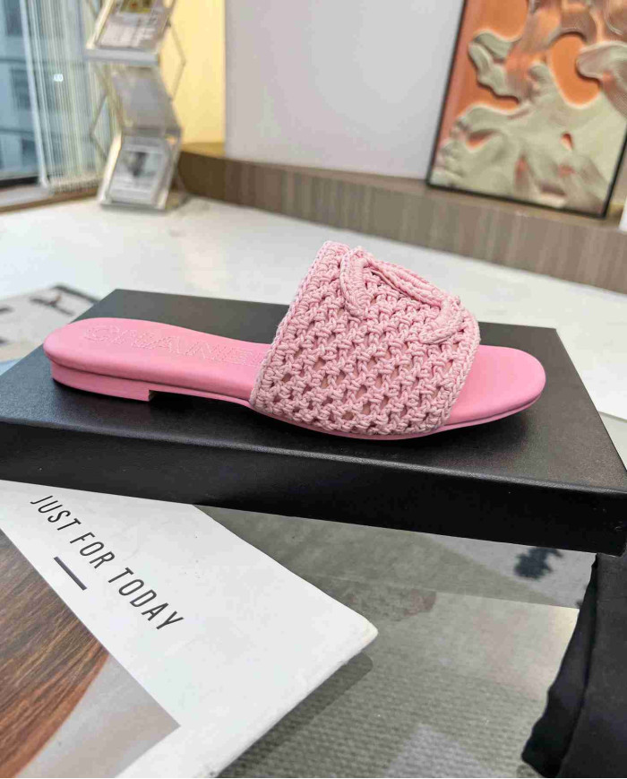 Chanel Chunky Woven Texture Beach Slipper
