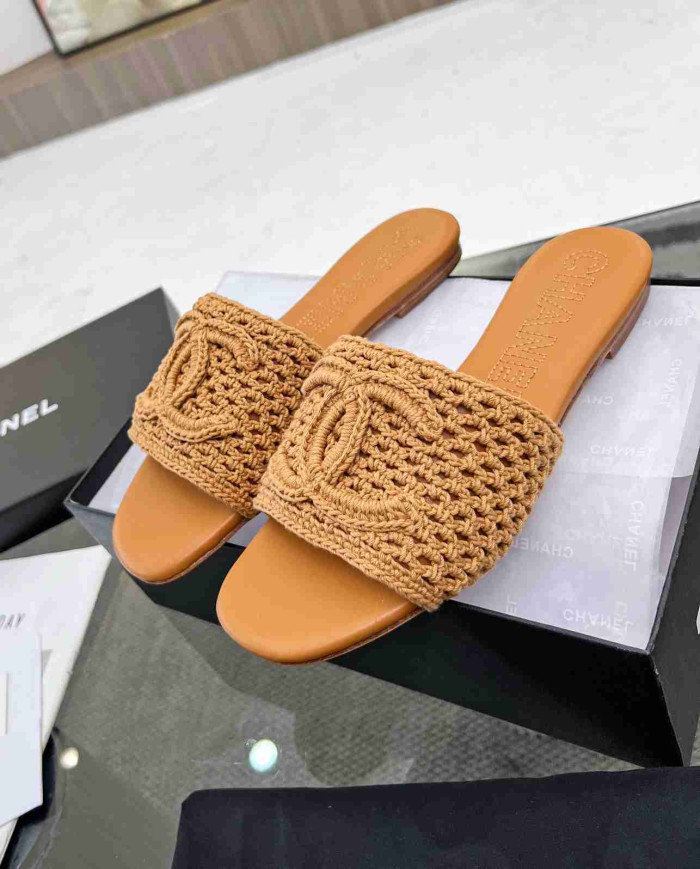 Chanel Chunky Woven Texture Beach Slipper