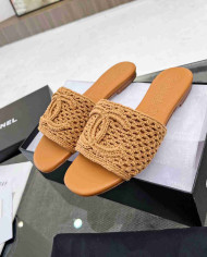 Chanel Chunky Woven Texture Beach Slipper