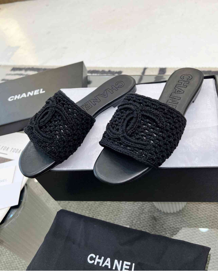 Chanel Chunky Woven Texture Beach Slipper