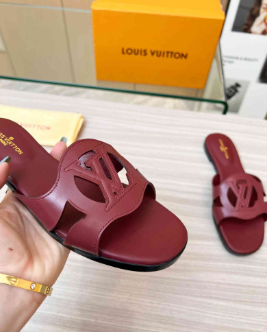 Louis Vuitton Cut out Logo Flat Slippers