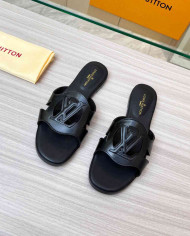 Louis Vuitton Cut out Logo Flat Slippers
