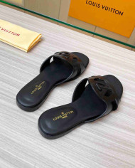 Louis Vuitton Cut out Logo Flat Slippers