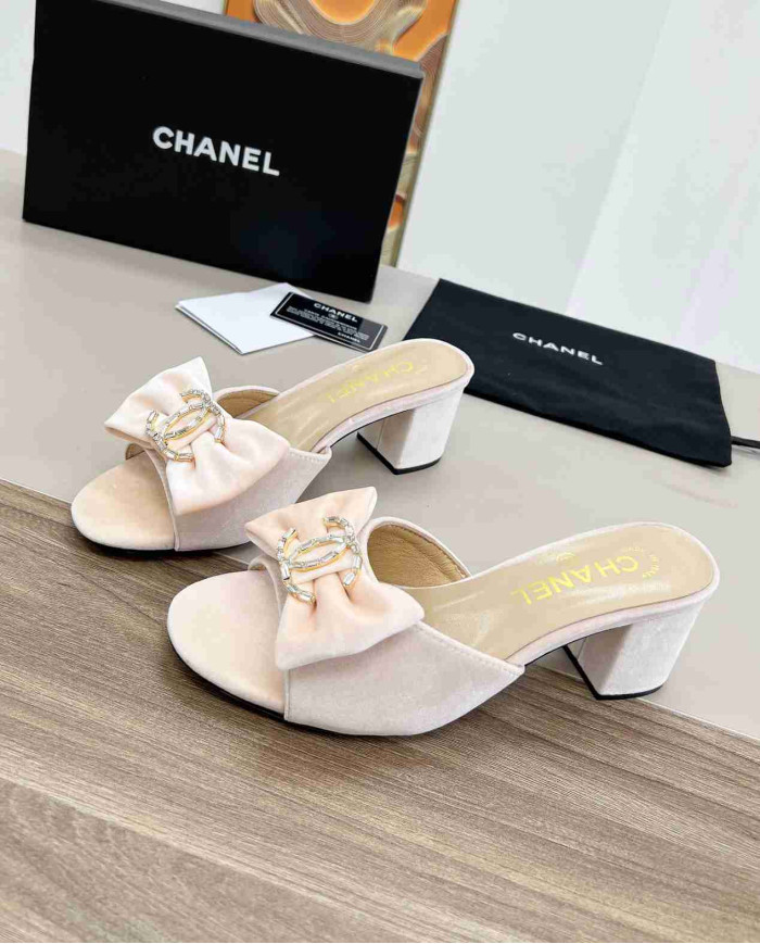 Chanel Bow Heeled Slippers
