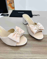 Chanel Bow Heeled Slippers