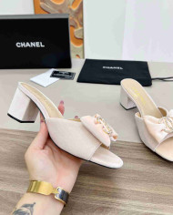Chanel Bow Heeled Slippers