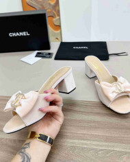 Chanel Bow Heeled Slippers