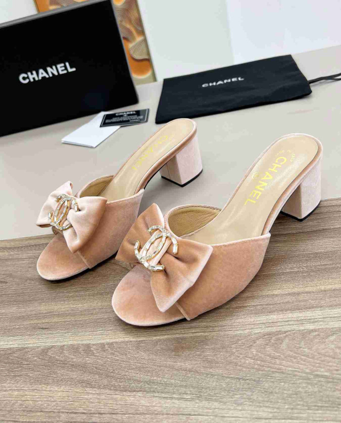 Chanel Bow Heeled Slippers