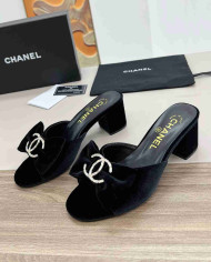 Chanel Bow Heeled Slippers