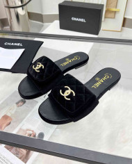 Chanel Double C Logo Flat Slippers