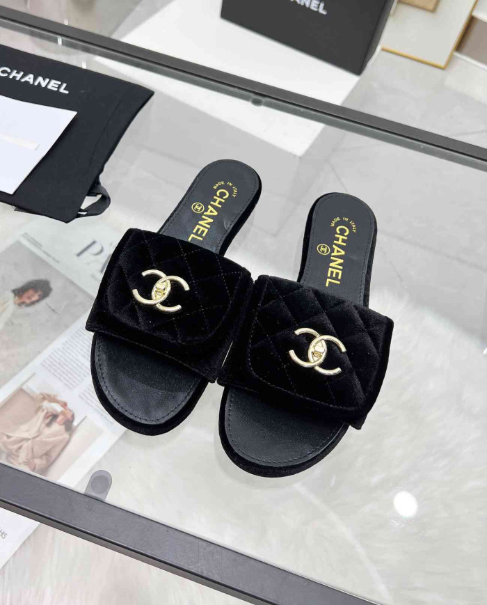 Chanel Double C Logo Flat Slippers