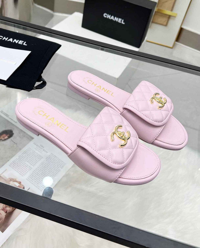 Chanel CC Logo Flat Slippers