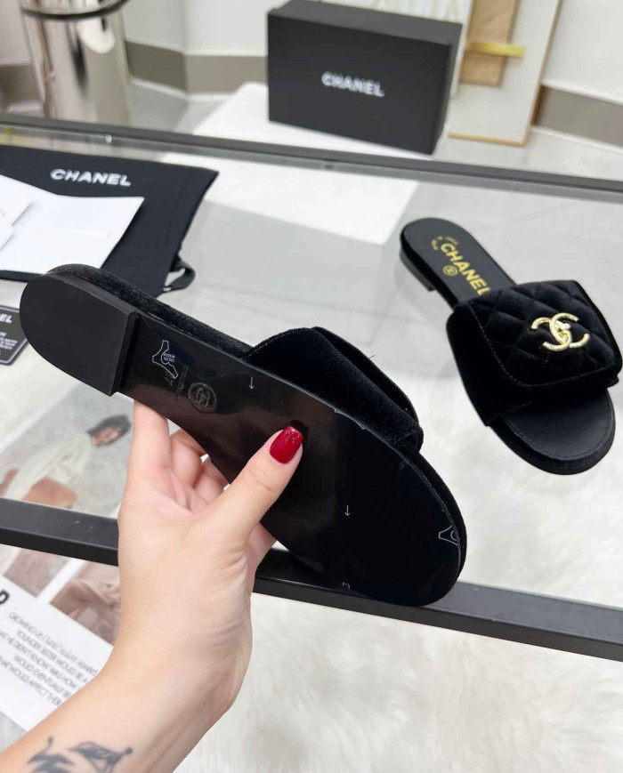 Chanel Double C Logo Flat Slippers
