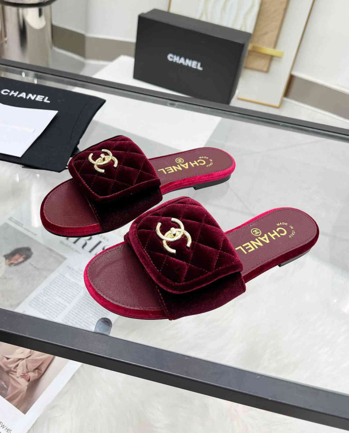 Chanel Double C Logo Flat Slippers