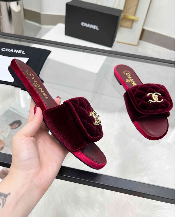 Chanel Double C Logo Flat Slippers