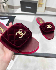 Chanel Double C Logo Flat Slippers