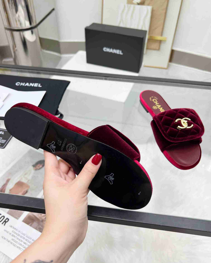 Chanel Double C Logo Flat Slippers
