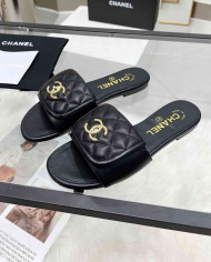 Chanel CC Logo Flat Slippers