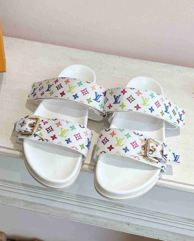 Louis Vuitton Women's Monogram Buckle Slippers