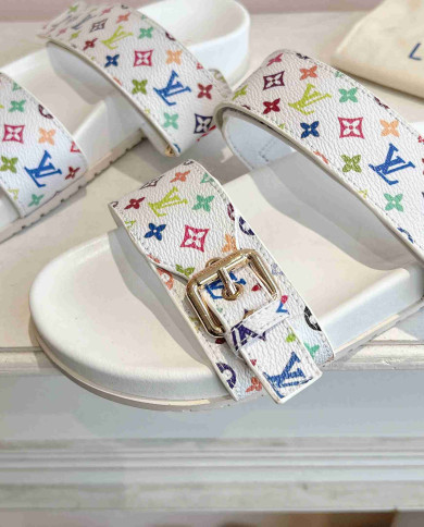 Louis Vuitton Women's Monogram Buckle Slippers