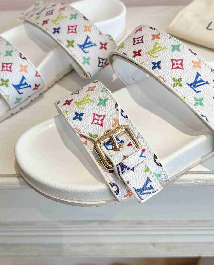 Louis Vuitton Women's Monogram Buckle Slippers