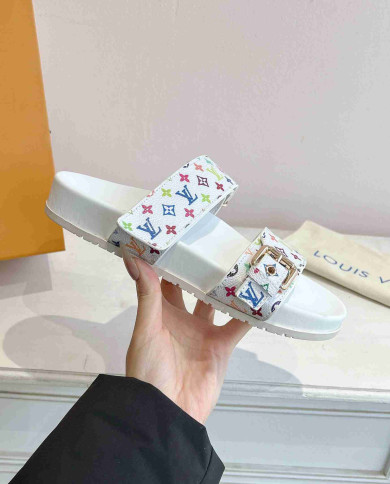 Louis Vuitton Women's Monogram Buckle Slippers