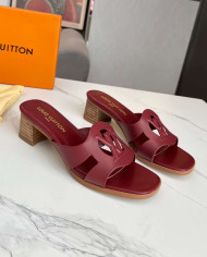 Louis Vuitton Logo Block Heel Slippers