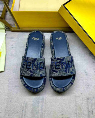 Fendi Women's FF Pattern Platform Slide Slippers