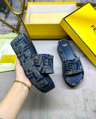 Fendi Women's FF Pattern Platform Slide Slippers