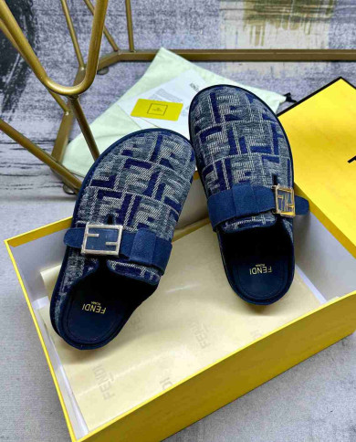 Fendi Women's FF Jacquard Buckle Slippers