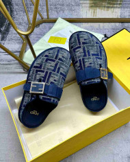 Fendi Women's FF Jacquard Buckle Slippers