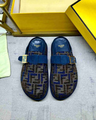 Fendi Women's FF Jacquard Buckle Slippers