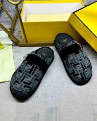 Fendi Women's FF Jacquard Buckle Slippers