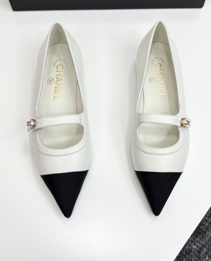 Chanel Pointed Toe Two Tone Flats