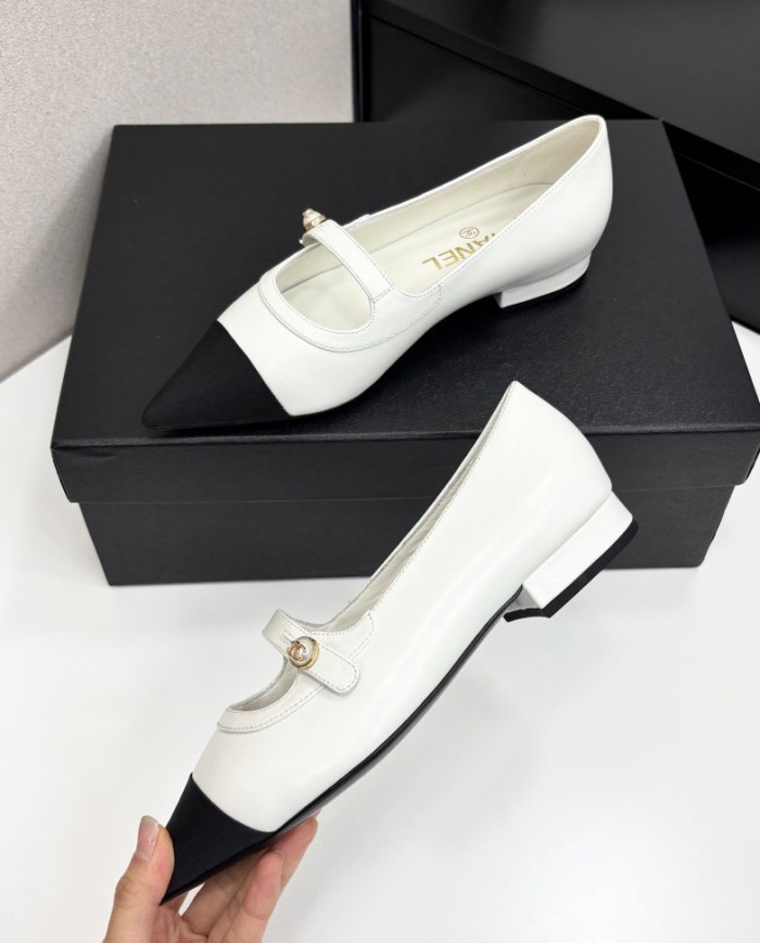 Chanel Pointed Toe Two Tone Flats