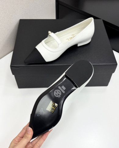 Chanel Pointed Toe Two Tone Flats
