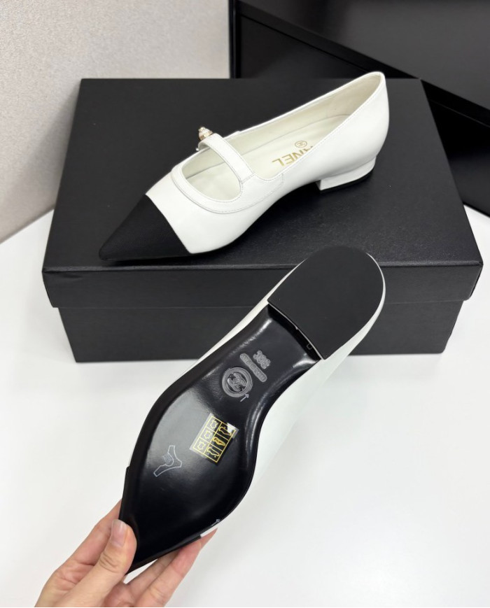 Chanel Pointed Toe Two Tone Flats
