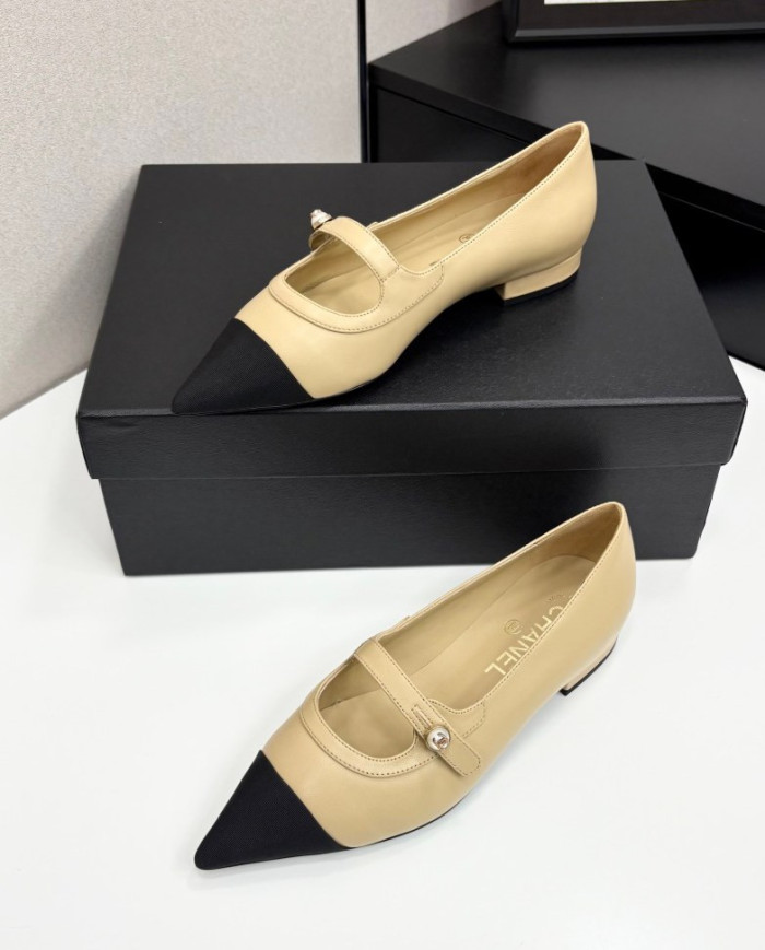 Chanel Pointed Toe Two Tone Flats