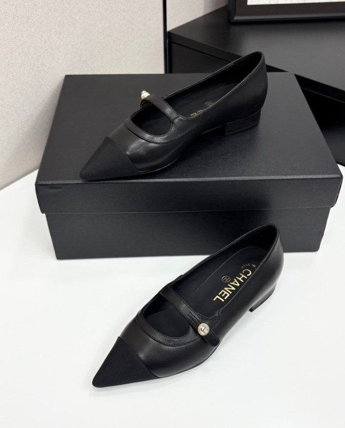 Chanel Pointed Toe Two Tone Flats