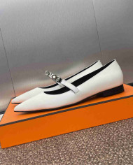 Hermes Kelly Buckle Pointed Toe Flats