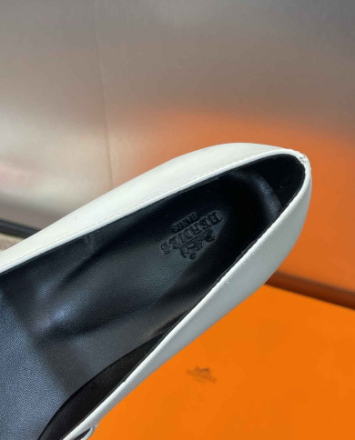 Hermes Kelly Buckle Pointed Toe Flats