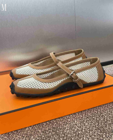 Hermes Kichu Mesh Mary Jane Flats