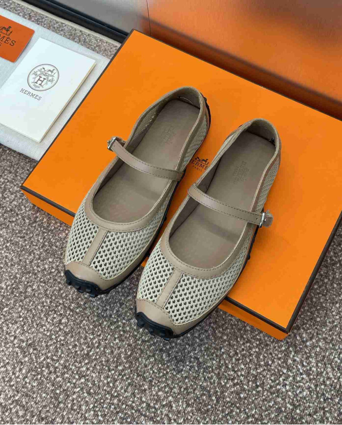 Hermes Kichu Mesh Mary Jane Flats