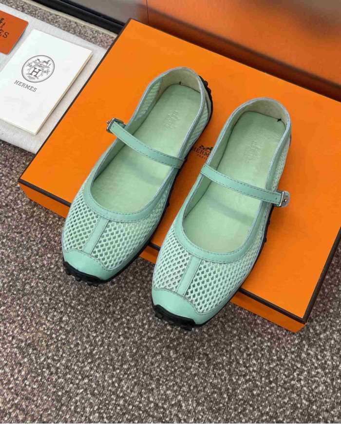 Hermes Kichu Mesh Mary Jane Flats