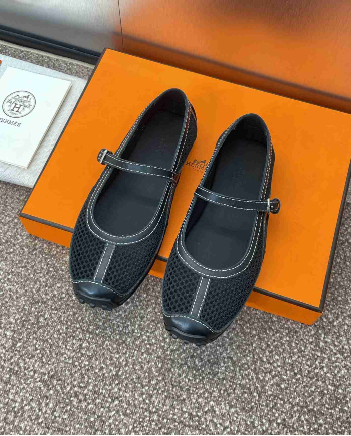 Hermes Kichu Mesh Mary Jane Flats
