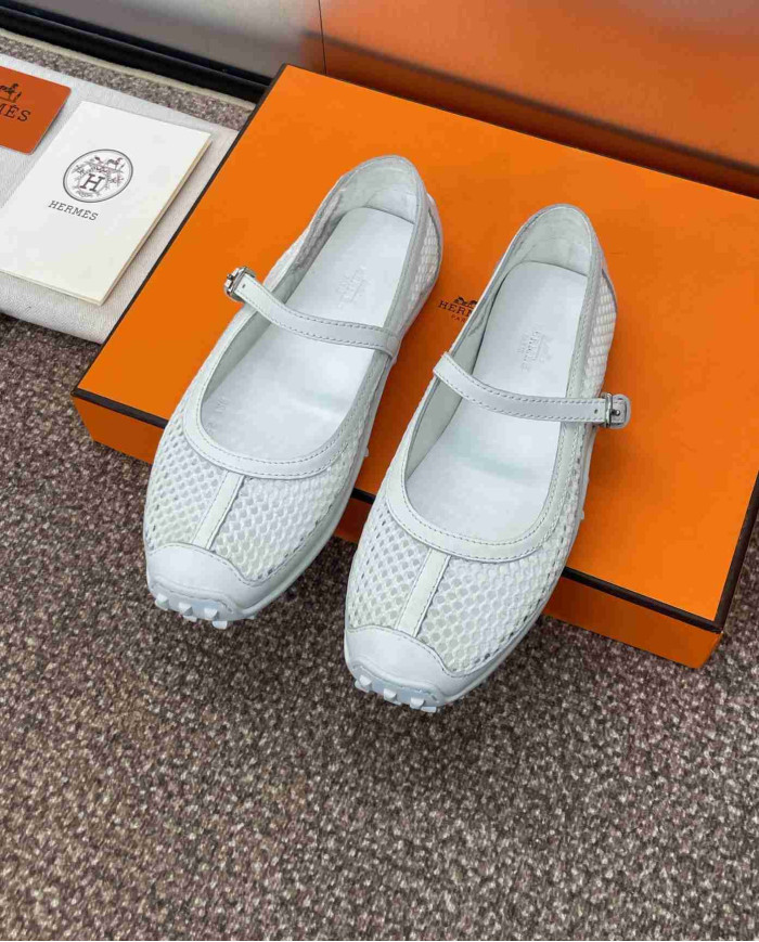 Hermes Kichu Mesh Mary Jane Flats