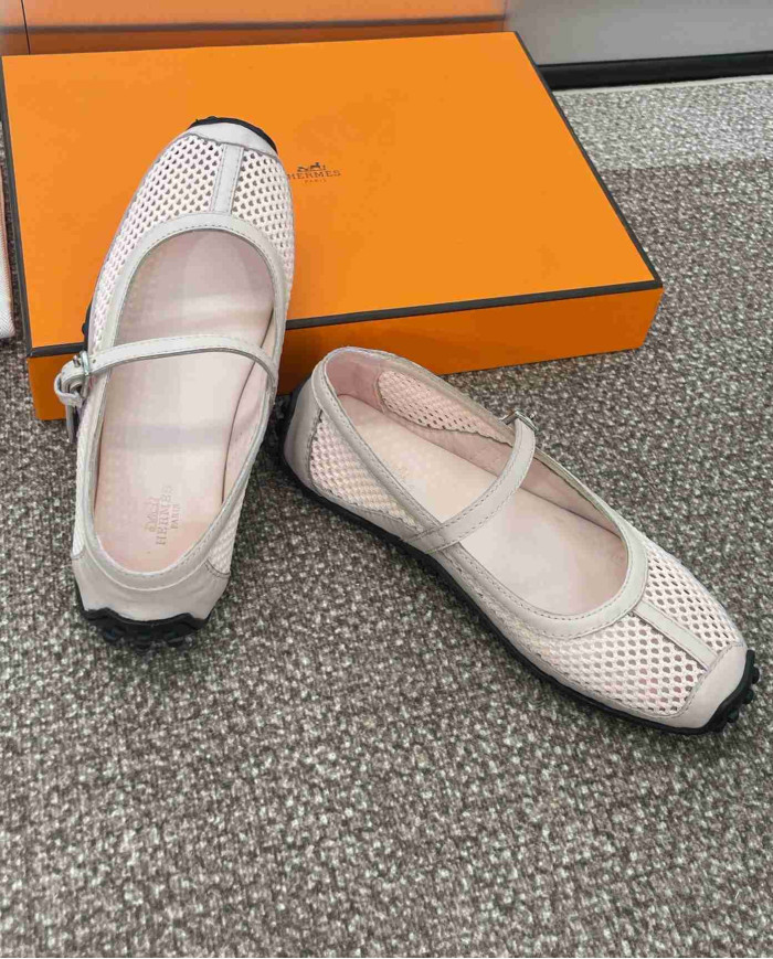 Hermes Kichu Mesh Mary Jane Flats