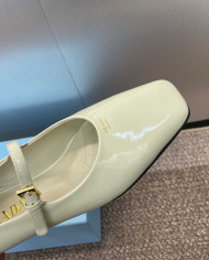 Prada Patent Leather Square Toe Mary Jane Flats